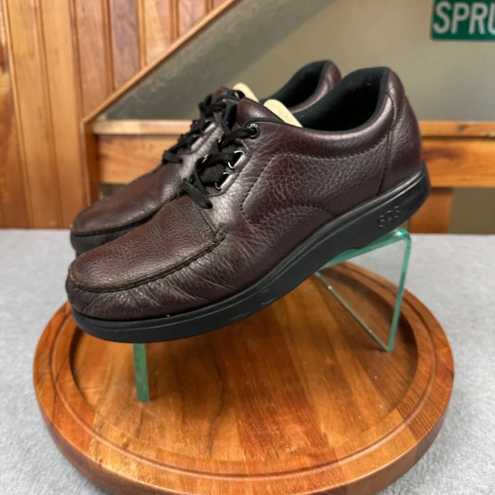 SAS Mens Bout Time Walking Shoes Burgundy Brown Leather Lace Up 11.5 M J3423454
